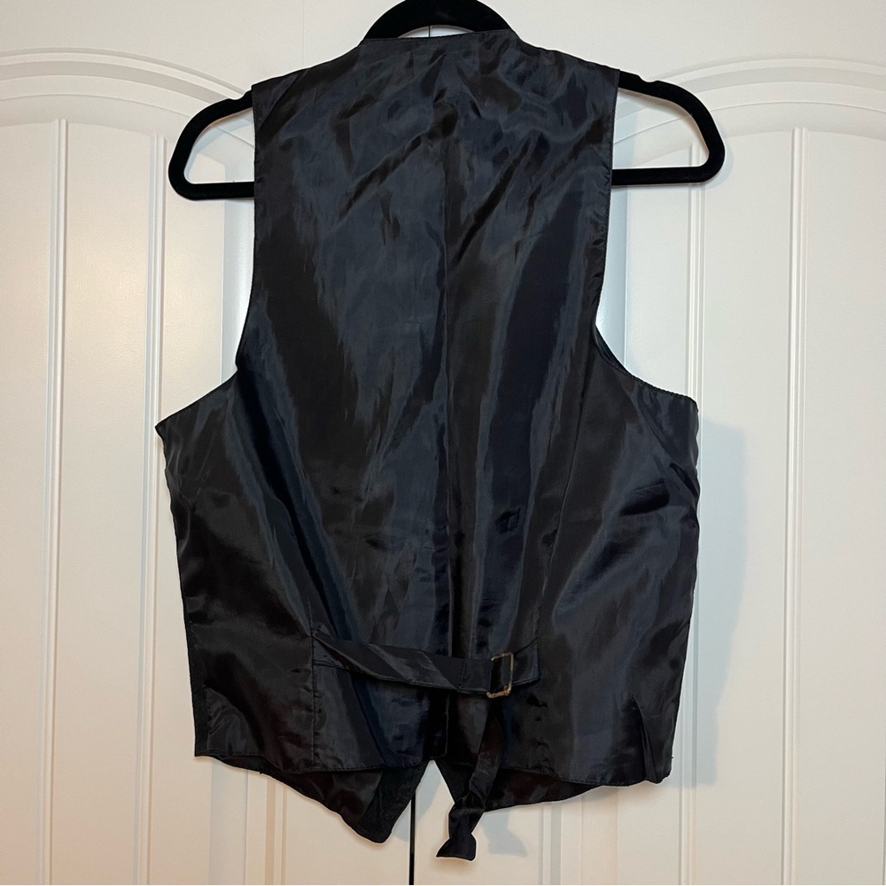 Vintage Black Leather Button Down Vest Western Rodeo Moto Size Large Motorcycle - Picture 8 of 9